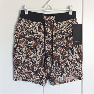 Lululemon License To Train 7" Linerless Shorts - Command Camo Ivory Orange sz S